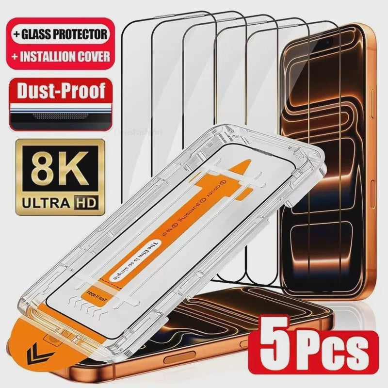 5x Screenprotector Glas voor iPhone 15 t/m 17 Serie - Ultra HD, Stofvrij & Makkelijk Installeren