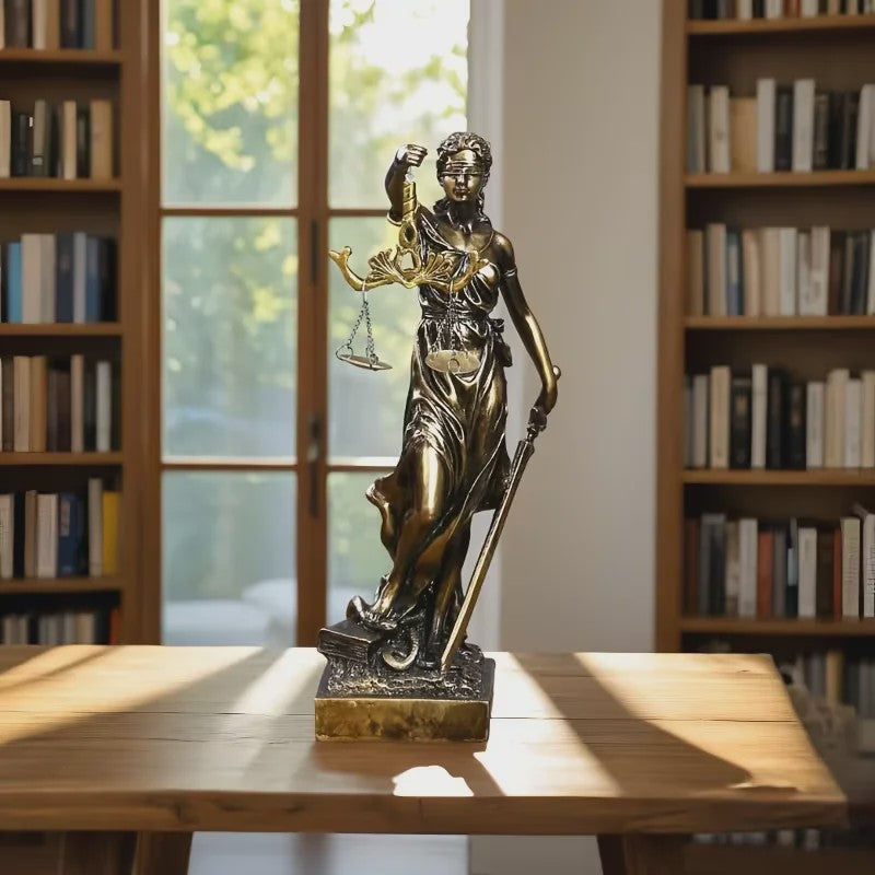 Retro Justitia Beeld - Gerechtigheidssymboliek voor Kantoor en Thuis