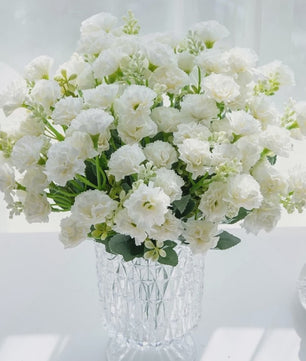 Kunstbloemen - 5 Takken Kleine Anjers (15 Bloemhoofden) - Decoratie voor Bruiloft, Kerst, Vaas