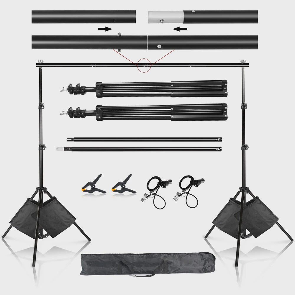 Professionele Achtergrond Stand Set (2x2M, 2x3M, 2.6x3M) - Draagbaar & Duurzaam