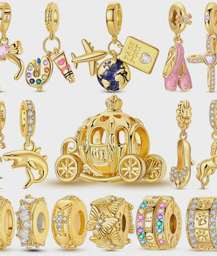 925 Sterling Zilveren Bedel: Gouden Strik met Roze Hart & Kruis met Oog van Horus