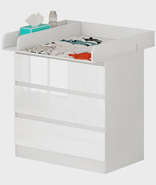 Moderne Witte Ladekast met 3 Lades - Stijlvolle Opbergkast voor Slaapkamer, Woonkamer of Babykamer