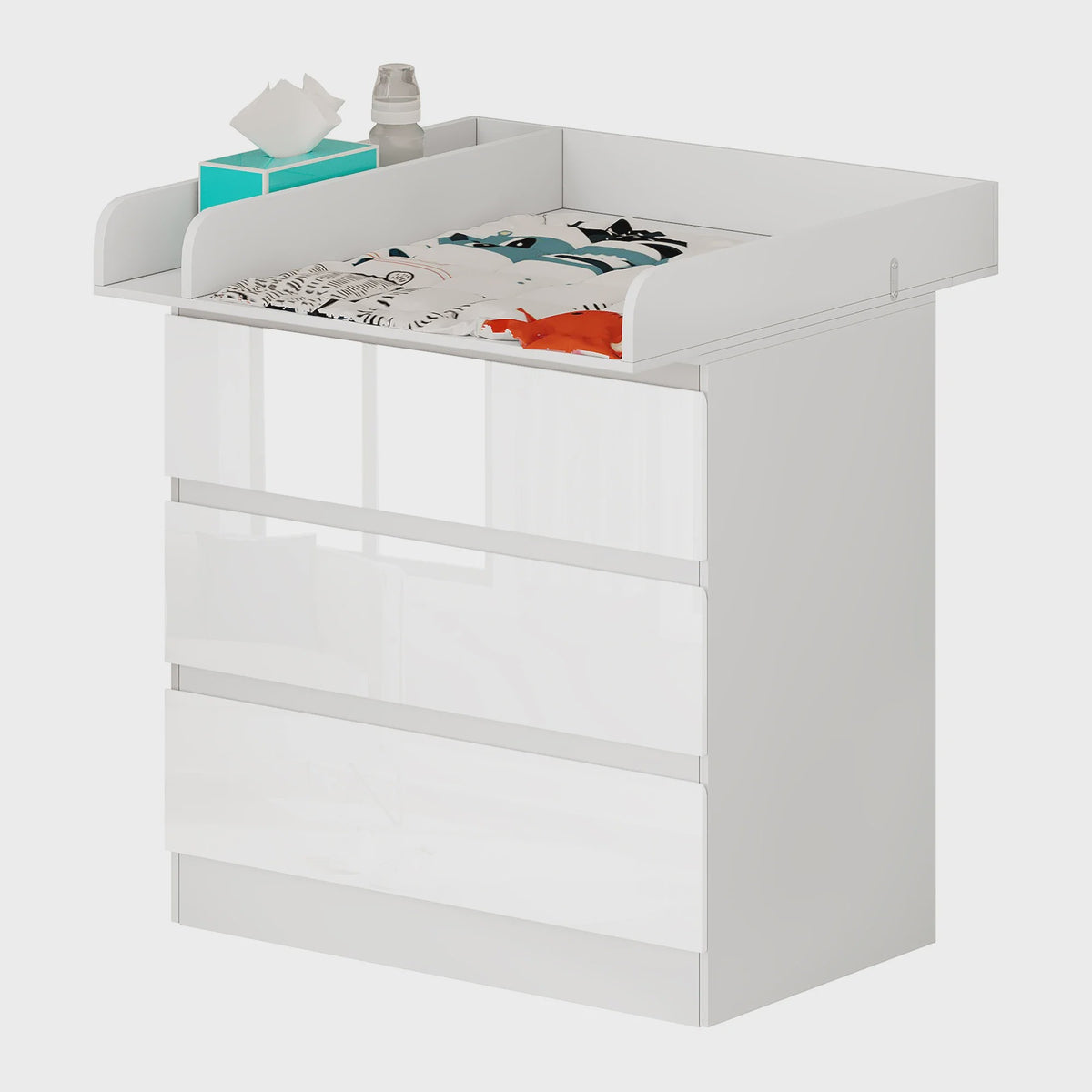 Moderne Witte Ladekast met 3 Lades - Stijlvolle Opbergkast voor Slaapkamer, Woonkamer of Babykamer