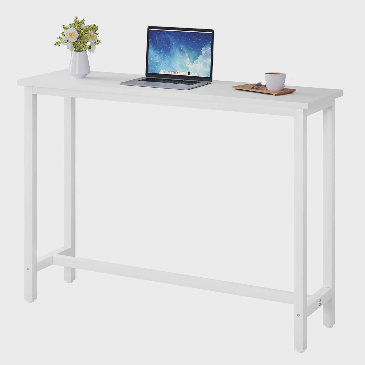 WOLTU Bartafel Keukentafel met Voetensteun - 140x40x100 cm - Wit