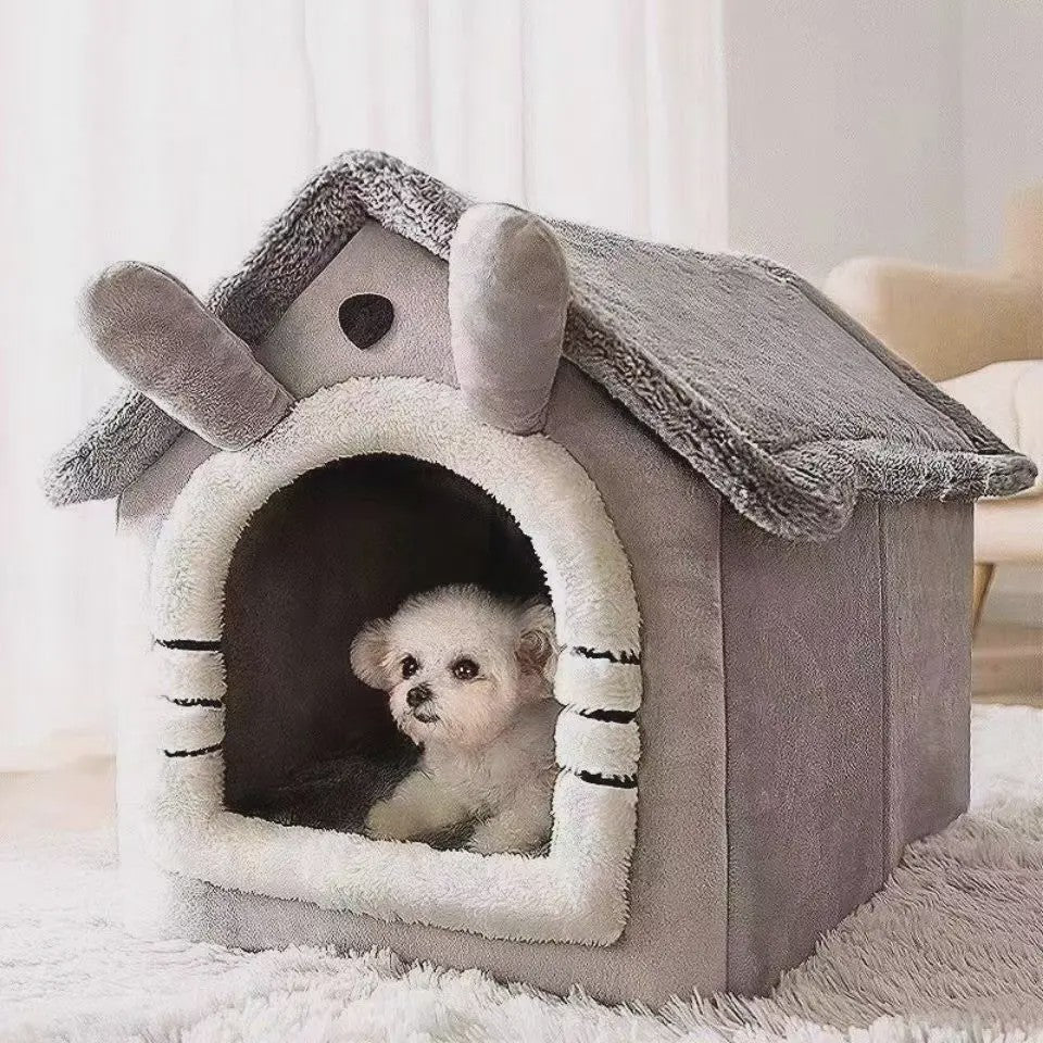 Knus Hondenhuisje & Kattenhuisje - Wasbaar & Verwijderbaar - Zacht Pluche voor Alle Seizoenen
