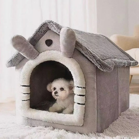 Knus Hondenhuisje & Kattenhuisje - Wasbaar & Verwijderbaar - Zacht Pluche voor Alle Seizoenen
