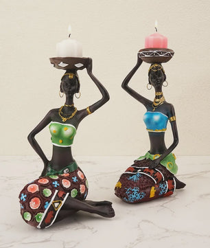 Afrikaanse Stijl Kandelaars - Decoratieve Figuren Set voor Huis & Interieur