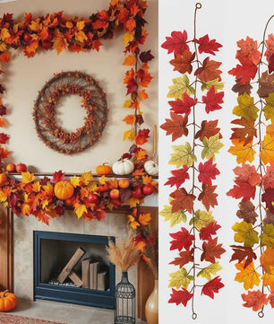 Herfst Slinger met Maple Bladeren - Kunstblad Slinger voor Thanksgiving, Halloween & Feestdecoratie
