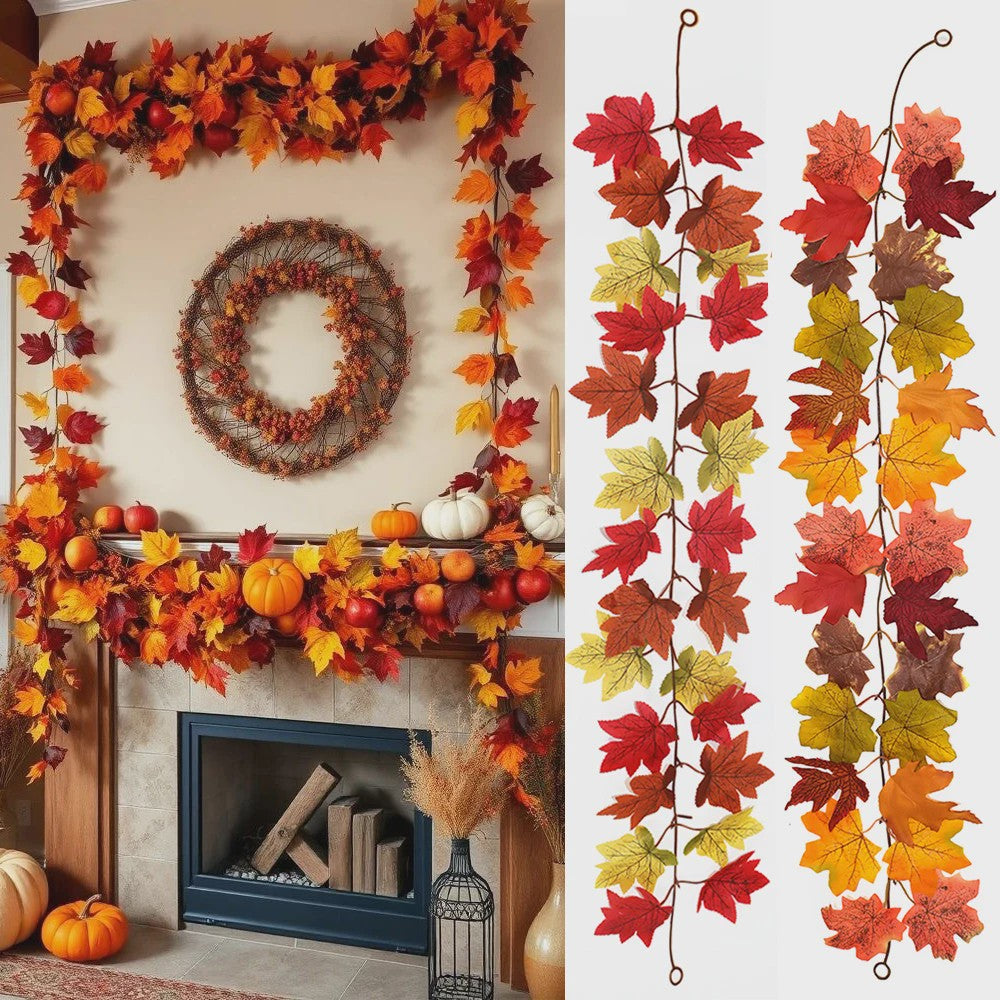Herfst Slinger met Maple Bladeren - Kunstblad Slinger voor Thanksgiving, Halloween & Feestdecoratie