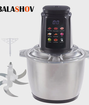 Krachtige 5L Keukenmachine met 6 Roestvrijstalen Messen - 500W Vleesmolen & Food Processor
