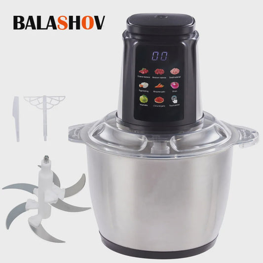 Krachtige 5L Keukenmachine met 6 Roestvrijstalen Messen - 500W Vleesmolen & Food Processor