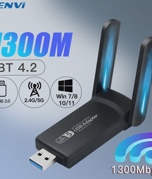 USB 3.0 WiFi Adapter 1300Mbps Dual Band AC met Bluetooth 4.2 voor Desktop & Laptop