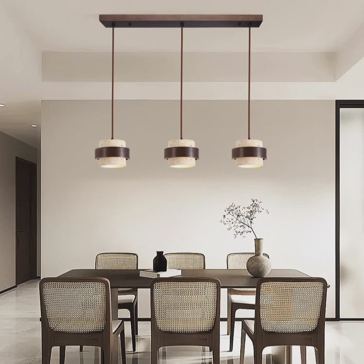 Moderne LED Hanglamp Hout & Natuursteen - Verstelbaar - Sfeervol voor Eetkamer & Slaapkamer