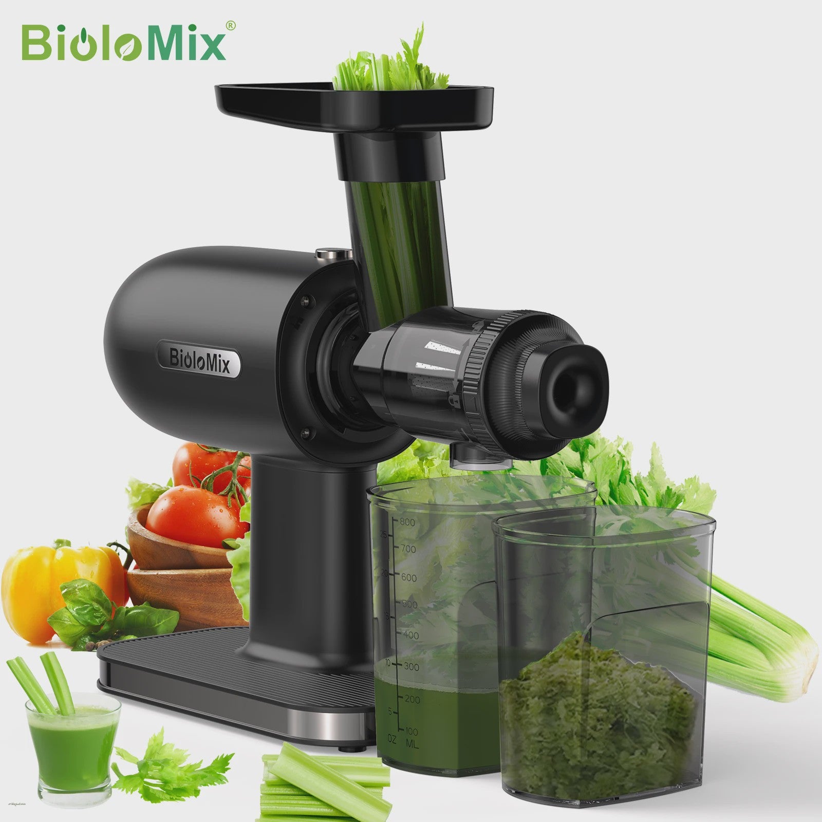 BioloMix Slowjuicer - Koude Persing, Hoge Sapopbrengst & Stille Werking