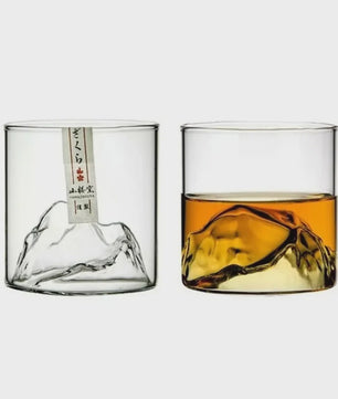 Set van 2 Whiskeyglazen met 3D Berg Design - Kristalhelder & Uniek