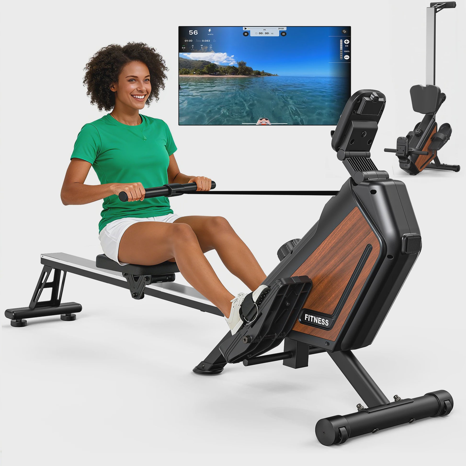 Inklapbare Roeitrainer MettleMatic: 16 Niveaus Magnetische Weerstand & LCD Monitor voor Thuis Cardio