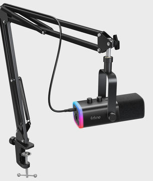 FIFINE AM8T XLR/USB Microfoon Kit met Armatuur, Mute, RGB & Hoofdtelefoonaansluiting - Gaming & Streaming