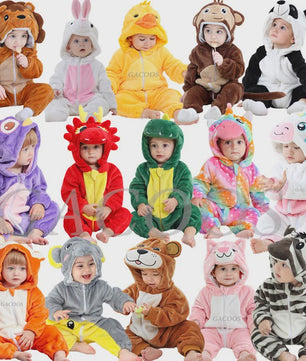 Baby Romper Dierenkostuum Kigurumi - Zacht Flanellen Jumpsuit voor Jongens & Meisjes