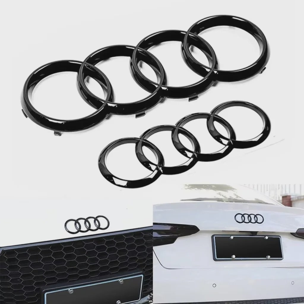 Zwart Audi Logo Embleem 4 Ringen - Voor Grille & Kofferbak