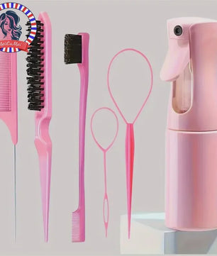 6-delige Haarstyling Set: Borstels, Kammen en Sprayfles voor Professionele Looks
