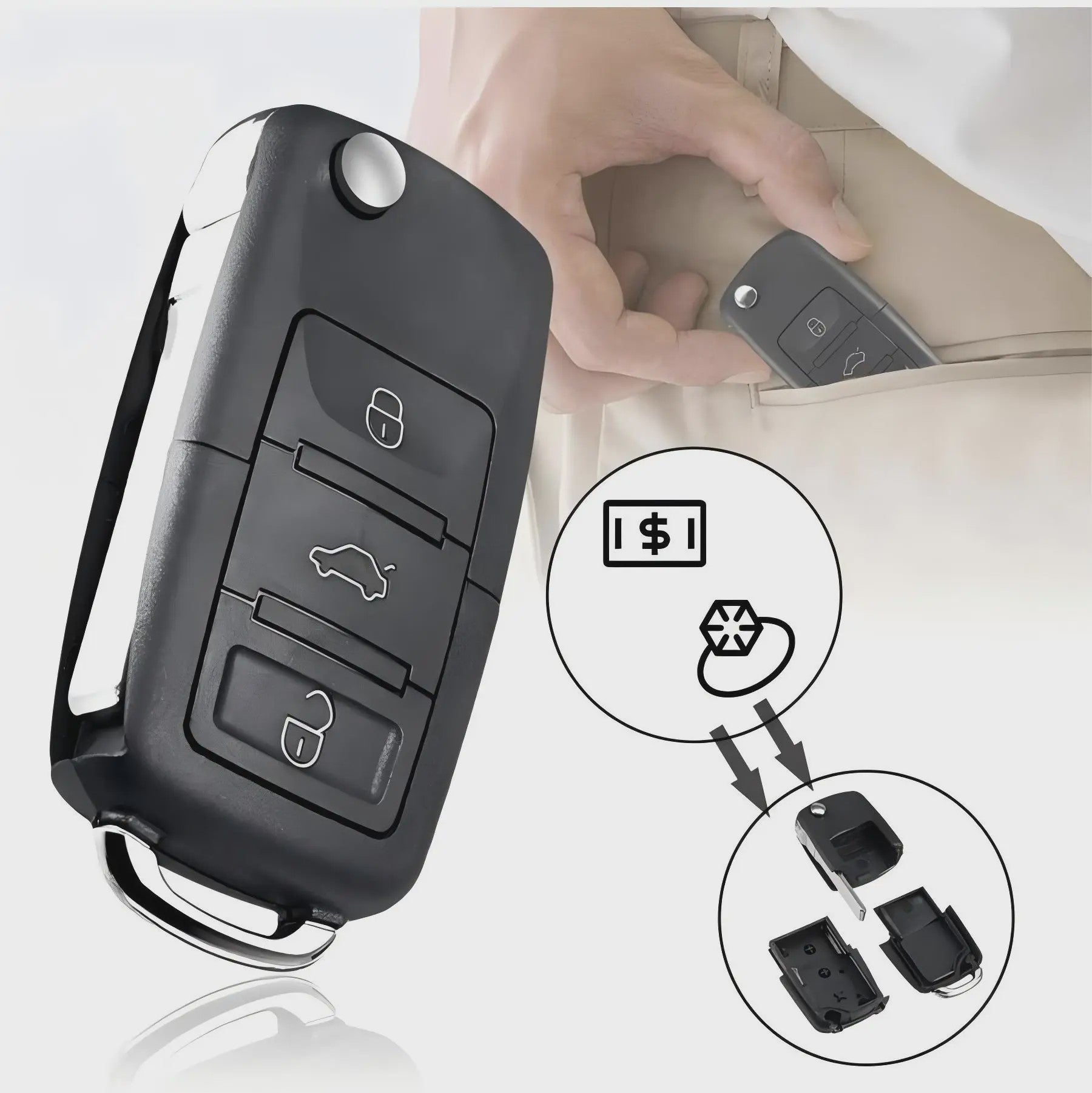 Creatieve Mini Auto Sleutel Koffer - Geheime Opbergruimte voor Geld, Pillen of Munten