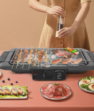 Elektrische Tafelgrill 2000W met 6-standen Temperatuurregeling en Afneembare Wateropvangbak