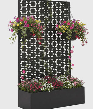 Metalen Plantenbak met Geometrisch Trellis Scherm - 180 cm Hoog