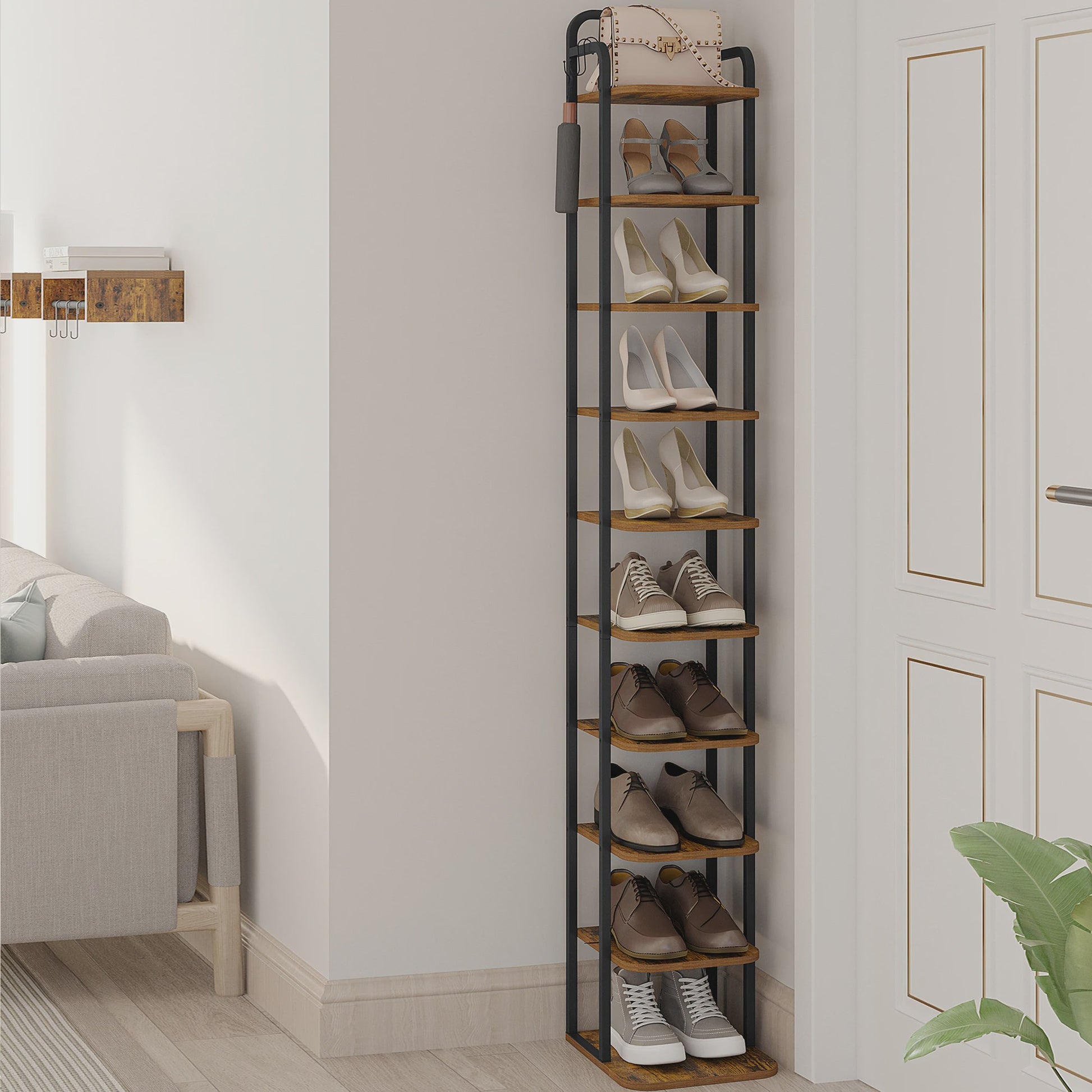 Verticale Schoenendrager Hout - Stijlvolle Schoenen Organizer voor Kleine Ruimtes