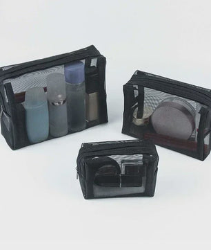 Transparante Mesh Make-up Tas met Rits - Organizer voor Cosmetica en Toiletartikelen