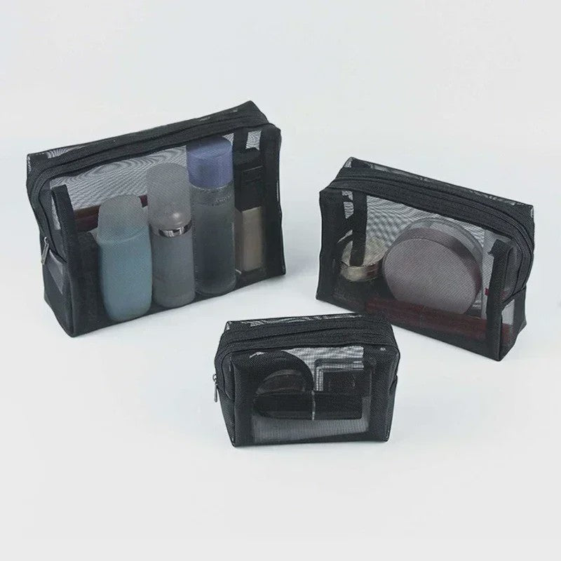 Transparante Mesh Make-up Tas met Rits - Organizer voor Cosmetica en Toiletartikelen