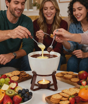 Fondue set met keramische pot (300ml) voor chocolade, kaas en snacks