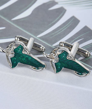 Elegante Manchetknopen met Groen Elf Blad Design - Unisex Klassiek & Stijlvol