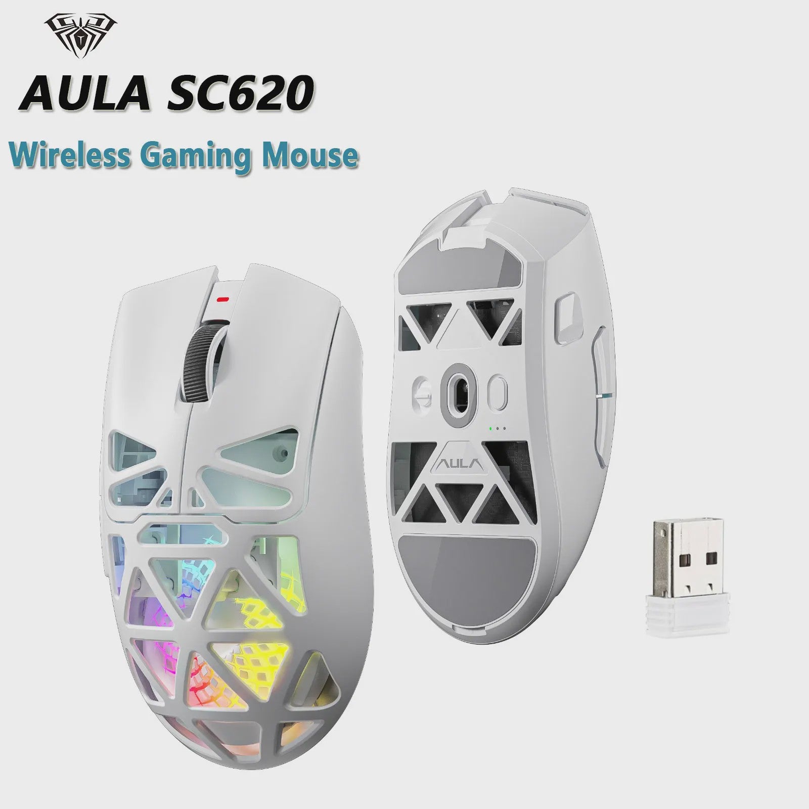 AULA SC620 Gaming Muis - Tri-Mode Connectiviteit (Wired/BT/2.4G), Lichtgewicht, 12000 DPI, PAW3311 Sensor