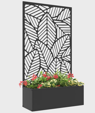 Outsunny Plantenbak met Decoratief Klimrek - Metalen Bloembak op Voet