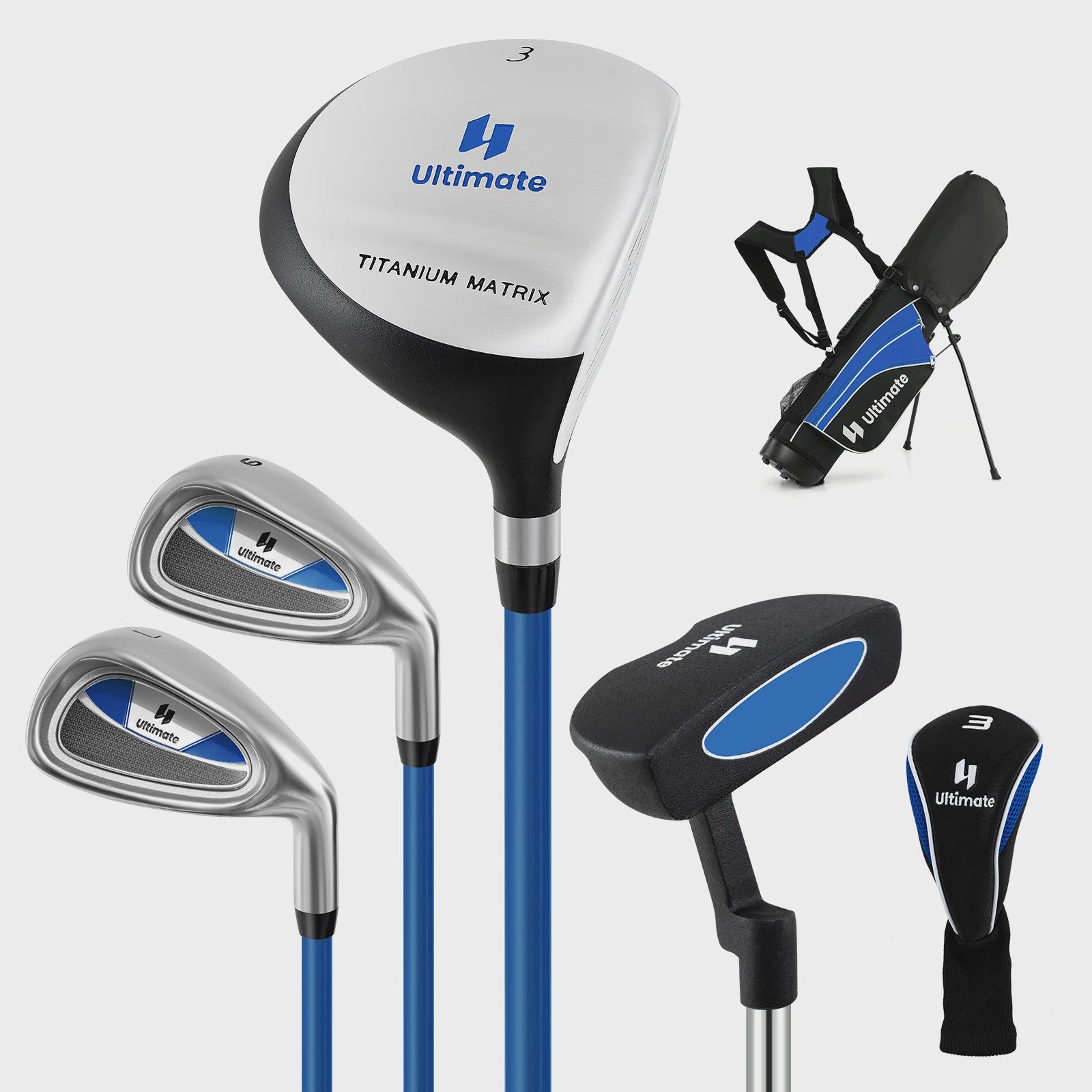 5-delige Kinder Golfset met Fairway Wood, IJzer 7, 9 & Putter - Voor Kinderen 8-10 Jaar