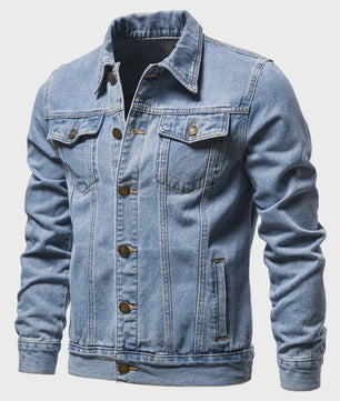 Herfst Denim Jas Heren - Vintage Motor Stijl Slim Fit Katoen Casual Zwart Blauw