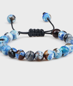 Verstelbare Natuursteen Armband - 8mm Agate & Onyx Kralen voor Mannen en Vrouwen
