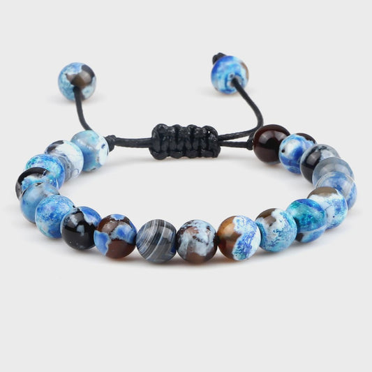 Verstelbare Natuursteen Armband - 8mm Agate & Onyx Kralen voor Mannen en Vrouwen