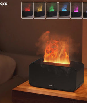Vlam Luchtbevochtiger & Aroma Diffuser met LED Verlichting - Sfeervol en Rustgevend