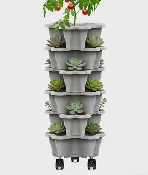 Stapelbare Verticale Bloementoren met Wieltjes - 5 Lagen Aardbeienplanter
