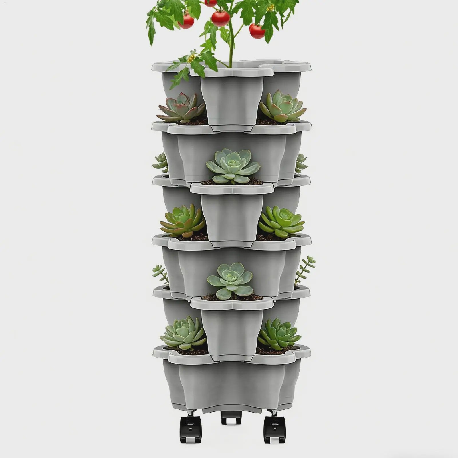 Stapelbare Verticale Bloementoren met Wieltjes - 5 Lagen Aardbeienplanter