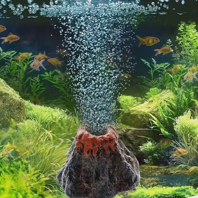 Aquarium Vulkaan Decoratie met Bubbelsteen - Verrijkt Zuurstof & Sfeer