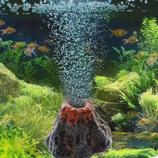 Aquarium Vulkaan Decoratie met Bubbelsteen - Verrijkt Zuurstof & Sfeer