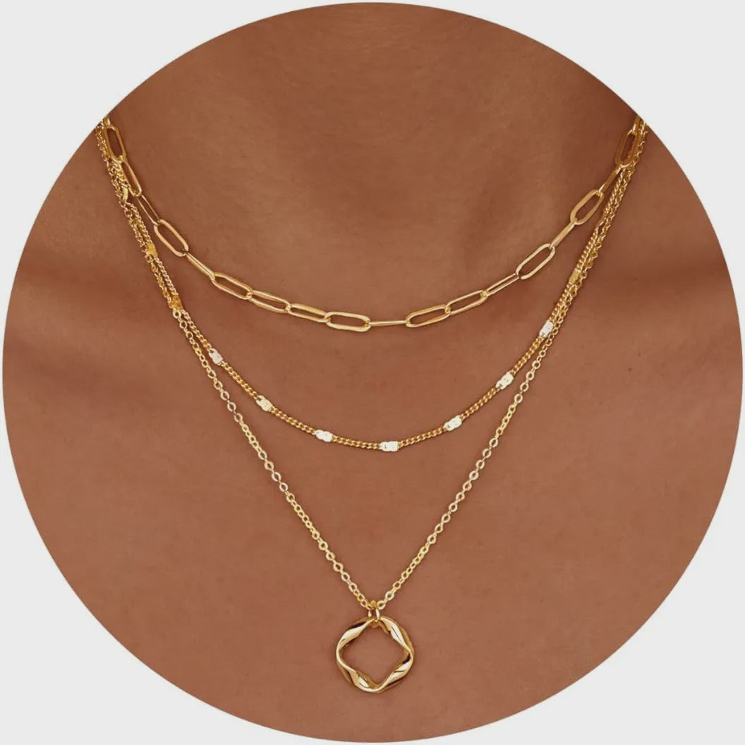 Gelaagde Kettingen Set Dames - 14K Goudkleurig & Zilverkleurig - Stapelbaar met Hanger