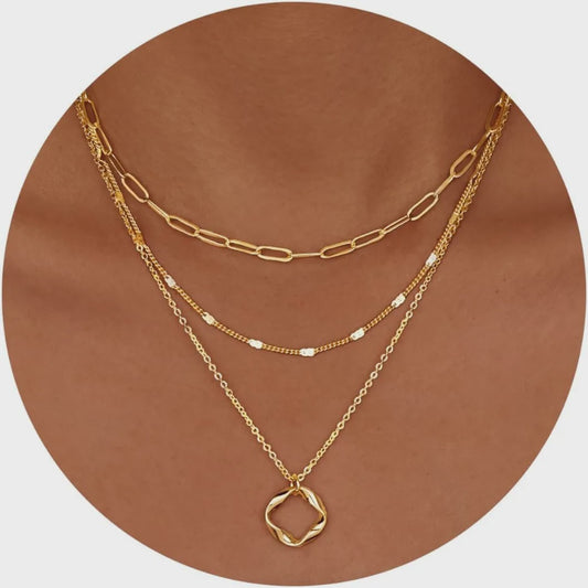 Gelaagde Kettingen Set Dames - 14K Goudkleurig & Zilverkleurig - Stapelbaar met Hanger