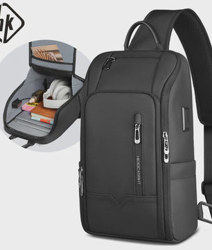 Waterdichte Heren Crossbody Tas met USB Laadpoort - Anti-diefstal Schoudertas