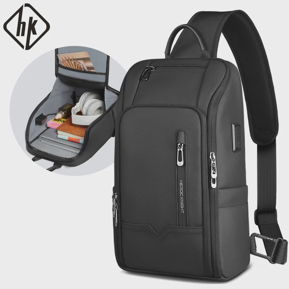 Waterdichte Heren Crossbody Tas met USB Laadpoort - Anti-diefstal Schoudertas