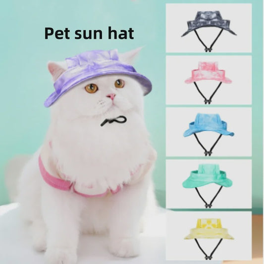 Grappige Honden- en Katten Zonnehoed met Oorgaten - Stijlvolle Tie-Dye Pet Accessoires
