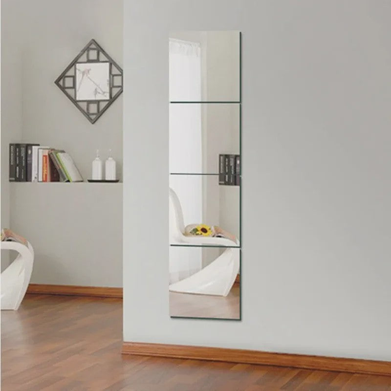 Decoratieve 3D Spiegelstickers Zelfklevend - 4 Stuks - 20x30 cm - DIY Muursticker