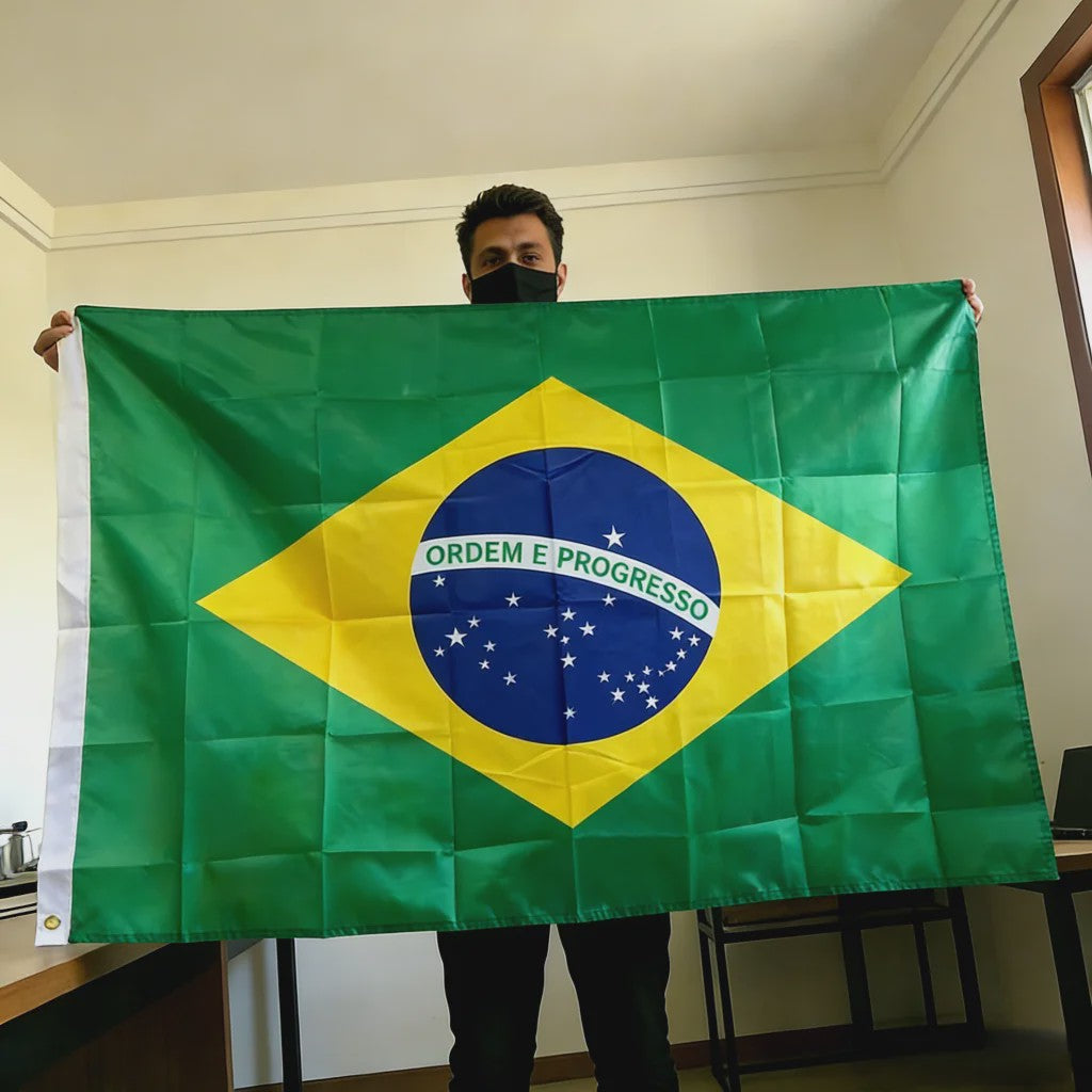 Braziliaanse Vlag 150x90cm - Duurzaam Polyester voor Binnen en Buiten